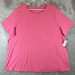 Talbots Plus Basic Tshirt Cotton Size 3x Stretch Pink Tee Short Sleeve NWT